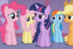 Size: 1896x1279 | Tagged: safe, imported from derpibooru, applejack, derpy hooves, fluttershy, pinkie pie, rainbow dash, rarity, twilight sparkle, pegasus, pony, collage, female, mare, meta mosaic, mosaic, photomosaic