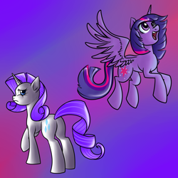 Size: 2062x2062 | Tagged: safe, artist:publiclibraryx, imported from derpibooru, rarity, twilight sparkle, alicorn, pony, female, jealous, mare, twilight sparkle (alicorn)