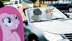 Size: 500x282 | Tagged: safe, imported from derpibooru, madame leflour, mr. turnip, pinkie pie, rocky, sir lintsalot, friday, pinkamena diane pie, rebecca black