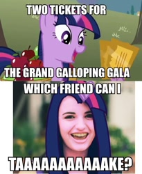 Size: 492x600 | Tagged: safe, edit, edited screencap, imported from derpibooru, screencap, twilight sparkle, the ticket master, apple, exploitable meme, friday, image macro, meme, rebecca black