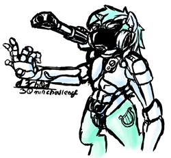 Size: 586x542 | Tagged: safe, artist:d3ch0d, imported from derpibooru, lyra heartstrings, cyborg, pony, 30 minute art challenge, bipedal