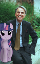 Size: 711x1125 | Tagged: safe, artist:davca, imported from derpibooru, twilight sparkle, human, carl sagan, irl, photo, ponies in real life