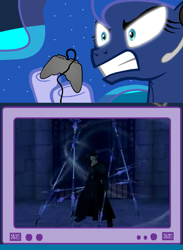 Size: 563x769 | Tagged: safe, imported from derpibooru, princess luna, gamer luna, disney, exploitable meme, gamer meme, kingdom hearts, meme, obligatory pony, rage, tv meme, xaldin