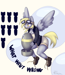 Size: 1155x1320 | Tagged: safe, artist:alasou, imported from derpibooru, derpy hooves, anthro, atomic bomb, bomb, female, nuclear weapon, solo