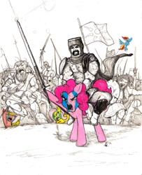 Size: 1037x1280 | Tagged: safe, imported from derpibooru, fluttershy, pinkie pie, rainbow dash, braveheart, claymore, sword, war, warrior