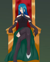 Size: 806x992 | Tagged: dead source, safe, artist:darkamerion, artist:igniamatis, imported from derpibooru, queen chrysalis, humanized, solo, throne