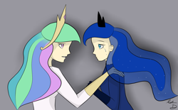 Size: 2975x1843 | Tagged: safe, artist:foreverincompetent, imported from derpibooru, princess celestia, princess luna, human, crying, humanized