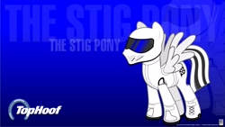 Size: 3841x2160 | Tagged: safe, artist:kman-studio, imported from derpibooru, ponified, the stig, top gear, wallpaper