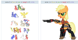 Size: 526x273 | Tagged: safe, imported from derpibooru, applejack, borderlands, borderlands 2, exploitable meme, juxtaposition, juxtaposition win, transformers