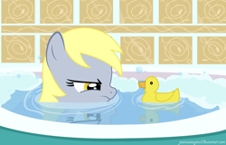 Size: 3200x2048 | Tagged: safe, artist:joemasterpencil, imported from derpibooru, derpy hooves, pegasus, pony, bath, female, mare, rubber duck, show accurate, solo