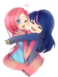 Size: 727x960 | Tagged: safe, artist:netamenta, imported from derpibooru, fluttershy, twilight sparkle, human, cute, duo, female, humanized, lesbian, shipping, twishy