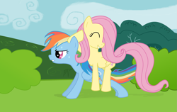 Size: 1775x1125 | Tagged: safe, artist:diegotan, imported from derpibooru, fluttershy, rainbow dash, exercise, push-ups