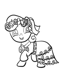 Size: 571x721 | Tagged: safe, artist:rainb0wdashie, imported from derpibooru, sweetie belle, pony, black and white, clothes, dress, grayscale, lineart, monochrome, solo