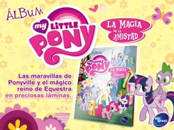 Size: 960x719 | Tagged: safe, imported from derpibooru, applejack, fluttershy, pinkie pie, princess celestia, rainbow dash, rarity, spike, twilight sparkle, unicorn, chile, mane seven, mane six, merchandise, my little pony logo, photo album, spanish, unicorn twilight