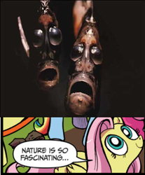 Size: 390x470 | Tagged: safe, edit, idw, imported from derpibooru, fluttershy, fish, pegasus, pony, creepy, exploitable meme, female, hatchetfish, mare, meme, nature is so fascinating