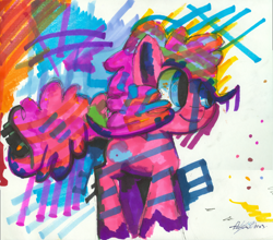 Size: 3698x3251 | Tagged: safe, artist:timeforsp, imported from derpibooru, pinkie pie, earth pony, pony, female, mare, marker drawing, solo, traditional art