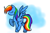 Size: 858x569 | Tagged: safe, artist:inktehkitty, imported from derpibooru, rainbow dash, raised hoof, side view, solo, spread wings, standing, wings