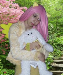 Size: 470x558 | Tagged: safe, artist:xblissfulnightmarex, imported from derpibooru, fluttershy, human, cosplay, irl, irl human, photo, solo, thousand yard stare