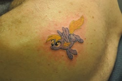 Size: 2144x1424 | Tagged: safe, artist:rabbi-tom, imported from derpibooru, derpy hooves, pegasus, pony, female, mare, tattoo