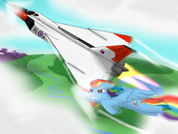 Size: 4000x3000 | Tagged: safe, artist:niegelvonwolf, imported from derpibooru, rainbow dash, avro arrow, canada, cf-105, plane