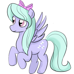 Size: 1024x1024 | Tagged: safe, artist:jellielucy, imported from derpibooru, flitter, pegasus, pony, bow, female, mare, simple background, smiling, solo, spread wings, transparent background, wings