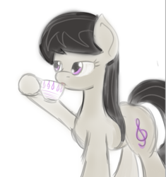 Size: 639x679 | Tagged: safe, artist:jade meteor, imported from derpibooru, octavia melody, earth pony, pony, cup, drinking, female, mare, simple background, solo, tea, teacup