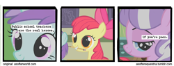 Size: 720x275 | Tagged: safe, artist:limeylassen, imported from derpibooru, apple bloom, diamond tiara, a softer world