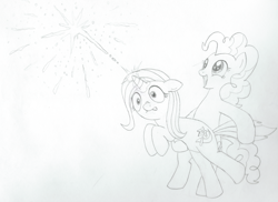 Size: 3232x2352 | Tagged: safe, artist:kairoseed, imported from derpibooru, pinkie pie, trixie, fireworks