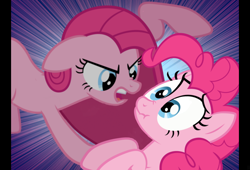 Size: 1128x768 | Tagged: safe, imported from derpibooru, pinkie pie, crossover, dexter's laboratory, duality, pinkamena diane pie, scrunchy face