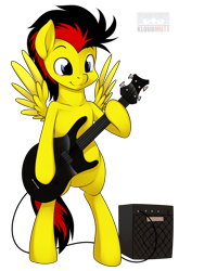 Size: 1280x1600 | Tagged: safe, artist:kloudmutt, imported from derpibooru, oc, oc only, pony, bipedal, guitar, rock (music)