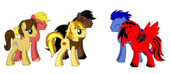 Size: 1024x445 | Tagged: safe, imported from derpibooru, big macintosh, braeburn, caramel, full steam, promontory, soarin', oc, alicorn, pony, pony creator, alicorn oc, braemontory, gay, male, male pregnancy, mary sue, pregnant