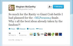 Size: 579x369 | Tagged: safe, imported from derpibooru, rarity, hilarious in hindsight, meghan mccarthy, rarity fighting a giant crab, text, twitter