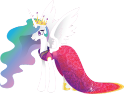 Size: 800x607 | Tagged: safe, artist:ladyamaltea, imported from derpibooru, princess celestia, pony, clothes, dress, female, solo