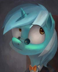 Size: 4685x5784 | Tagged: safe, artist:somepony77212, imported from derpibooru, lyra heartstrings, pony, unicorn, absurd resolution, bowtie, clothes, female, glasses, portrait, raised eyebrow, solo, suit