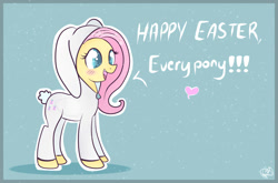 Size: 1261x830 | Tagged: safe, artist:balloons504, imported from derpibooru, fluttershy, pony, bunny costume, bunnyshy, clothes, cute, daaaaaaaaaaaw, easter, female, hnnng, shyabetes, smiling, solo