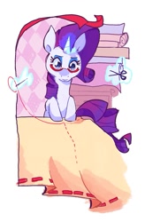 Size: 725x1103 | Tagged: safe, artist:nifty-senpai, imported from derpibooru, rarity, pony, unicorn, cute, fabric, female, glasses, magic, mare, needle, raribetes, scissors, sewing, sewing needle, solo, telekinesis