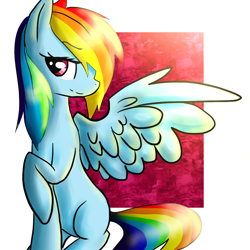 Size: 1024x1024 | Tagged: dead source, safe, artist:munli27, imported from derpibooru, rainbow dash, pegasus, pony, abstract background, female, mare, smiling, solo, spread wings, wings