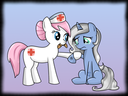 Size: 1600x1200 | Tagged: safe, imported from derpibooru, nurse redheart, oc, bandaid, crying, injured