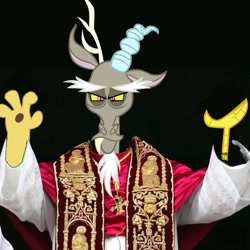 Size: 1280x1280 | Tagged: safe, edit, imported from derpibooru, discord, pope, pope benedict xvi