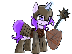 Size: 640x480 | Tagged: safe, imported from derpibooru, oc, armor, crossover, helmet, mace, mount and blade, shield, weapon