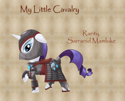 Size: 994x803 | Tagged: safe, artist:nimbostratus, imported from derpibooru, rarity, pony, armor, armorarity, crossover, female, mount and blade, solo