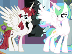 Size: 5000x3750 | Tagged: safe, artist:beavernator, imported from derpibooru, princess celestia, oc, oc:fausticorn, absurd resolution, canterlot, lauren faust, vector