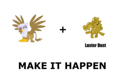 Size: 1008x600 | Tagged: safe, imported from derpibooru, gilda, sweetie belle, griffon, exploitable meme, golden gilda, it happened, luster dust, make it happen, meta, pun, sweetie gold