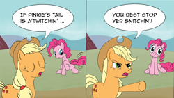 Size: 1859x1051 | Tagged: safe, artist:feraldrive, imported from derpibooru, applejack, pinkie pie, comic