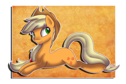 Size: 3000x2000 | Tagged: safe, artist:pastelflakes, imported from derpibooru, applejack, pony, female, prone, solo