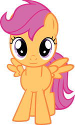 Size: 1024x1708 | Tagged: safe, artist:itchykitchy, artist:ratchethun, imported from derpibooru, scootaloo, pony, :3, cute, cutealoo, female, looking at you, simple background, solo, spread wings, transparent background, vector