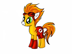 Size: 900x675 | Tagged: safe, artist:icollectluck, imported from derpibooru, pony, crossover, dc comics, goggles, kid flash, ponified, solo, the flash