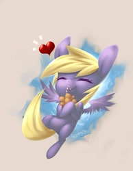 Size: 1449x1863 | Tagged: safe, artist:eosphorite, imported from derpibooru, derpy hooves, pegasus, pony, female, heart, mare, muffin, solo, straw, that pony sure does love muffins