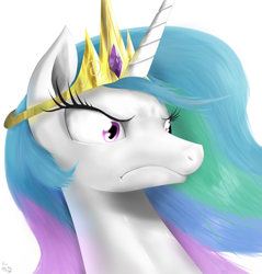 Size: 1910x2000 | Tagged: safe, artist:mlpanon, imported from derpibooru, princess celestia, pony, angry, female, reaction image, simple background, solo, white background