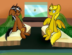 Size: 998x768 | Tagged: safe, artist:xxredehthecatxx, imported from derpibooru, oc, oc only, oc:star sparkler, oc:ticket, alicorn, pony, unicorn, alicorn oc, ticketsparkler, train